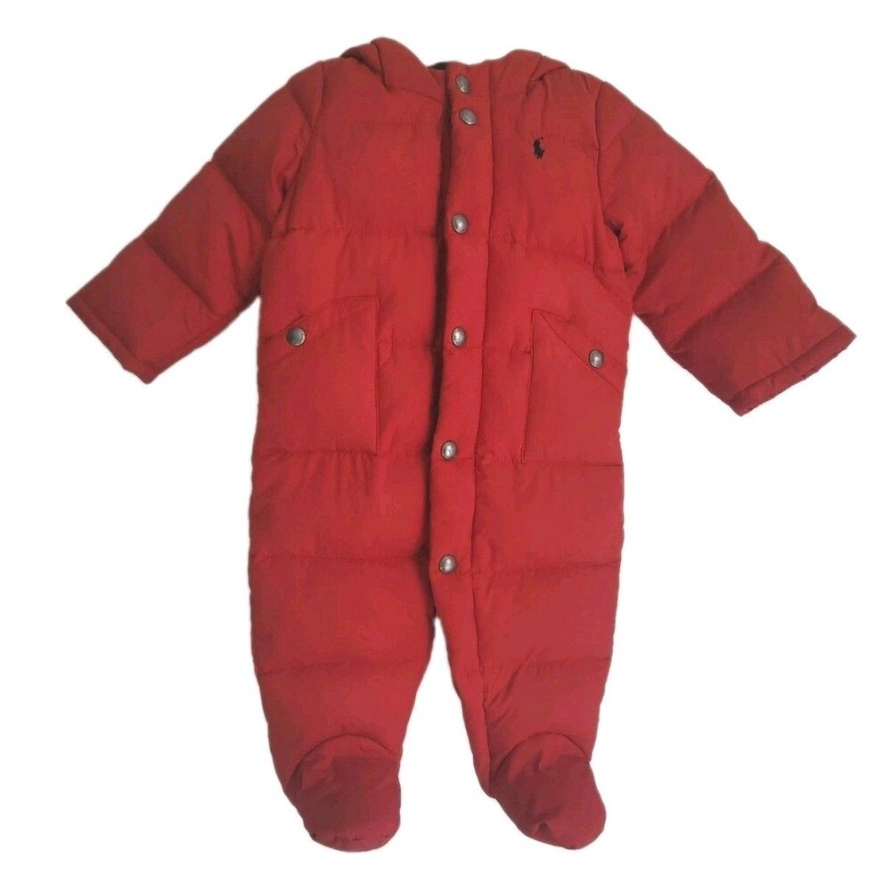 Ralph Lauren Baby Quilted Down Bunting Size 6 Months Red Blue